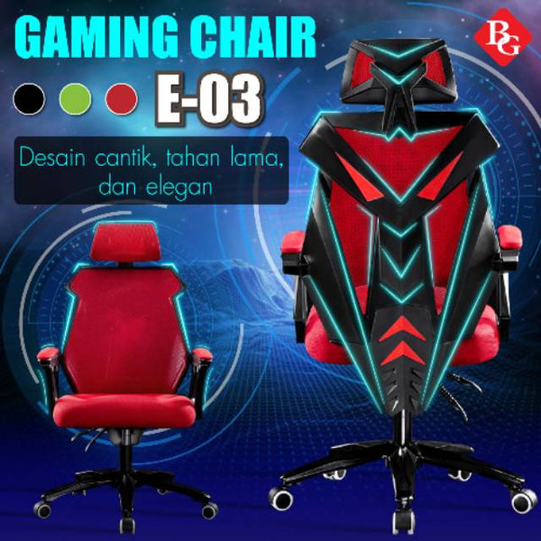 BG SPORT Kursi Gaming Chair Comfortable High Premium Quality Polyamide Red