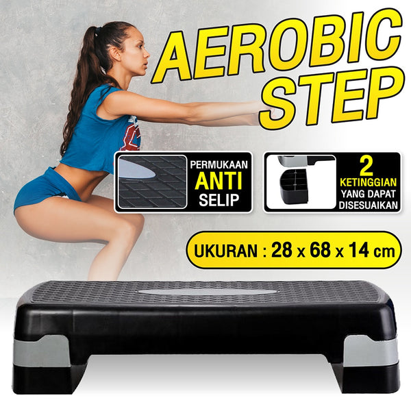 BG SPORT Papan Senam Aerobic Step Zumba 2 Tingkatan dan 3 tingkatan Adjustable Alat Olahraga Black 68 78 cm