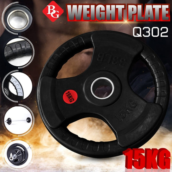 BG SPORT Rubberized Weight Plate Rubberized Barbell Alat Olahraga Angkat Besi 15Kg Q302