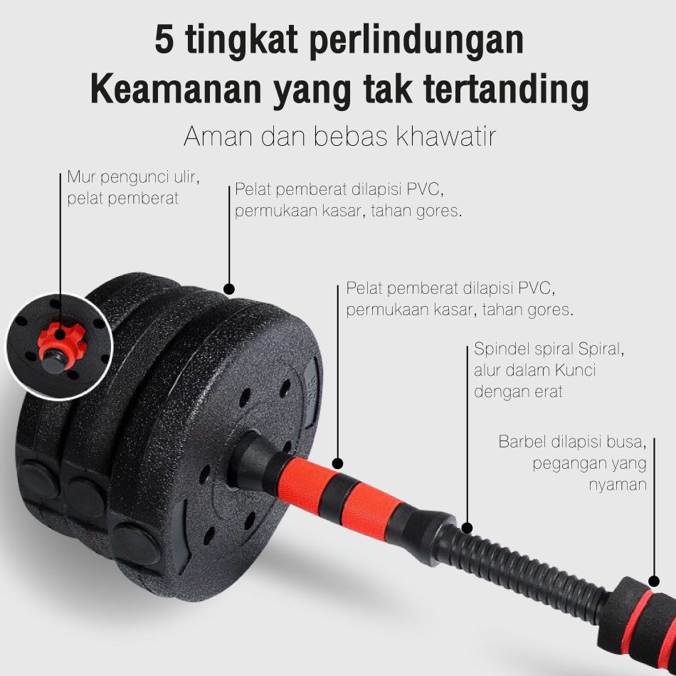 BG SPORT Dumbbell PVC Set 10 kg PVC Alat Olahraga Fitness – BGSPORTS