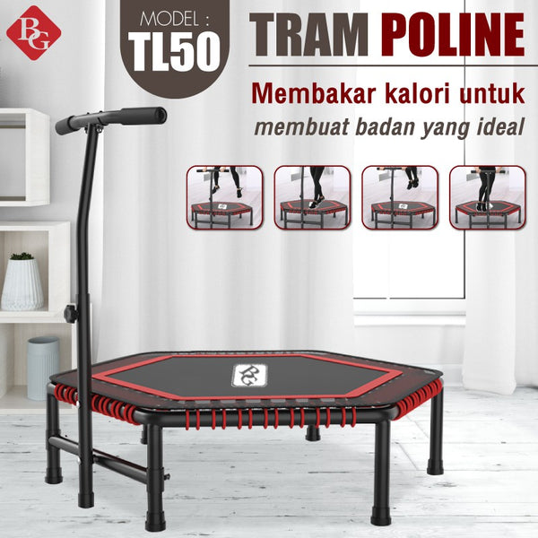 BG SPORT Trampoline Dewasa Alat Olahraga Fitness Lompat TL50M (Handle)