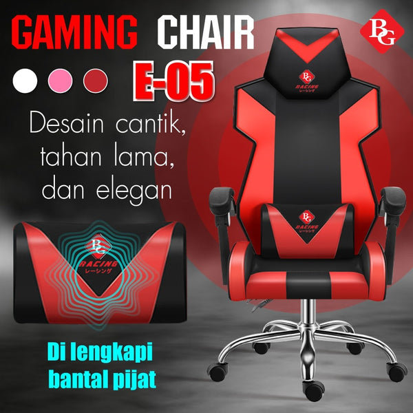 BG SPORT Kursi Gaming Chair  Premium Quality E-05 Steel Red