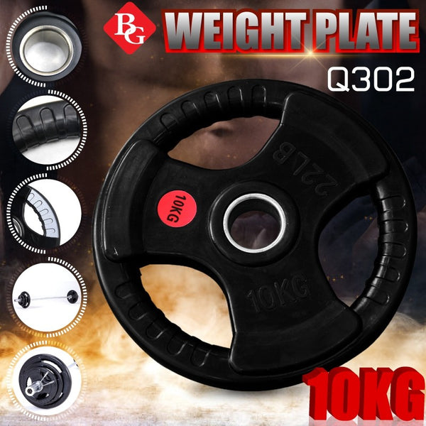 BG SPORT Rubberized Weight Plate Barbell Alat Olahraga Angkat Besi 10Kg Q302