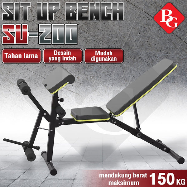 BG SPORT Sit Up Bench Multifungsi Alat Olahraga Fitness Exercises Black