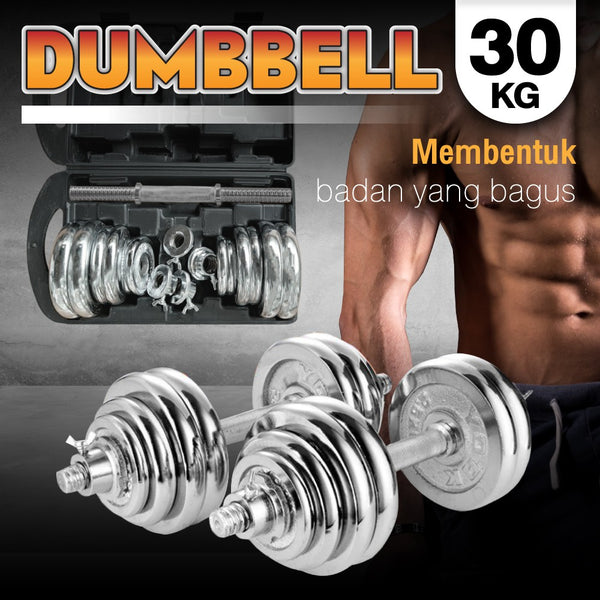 BG SPORT Dumbbell Set 30Kg Chrome Alat Olahraga Fitness Angkat Besi Q303