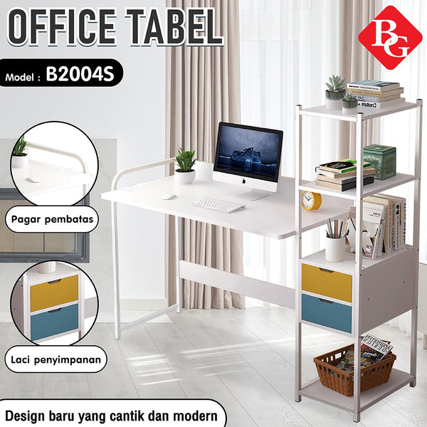 BG SPORT Meja Laptop Table Belajar Kerja Multifungsi Minimalis B-2004S White