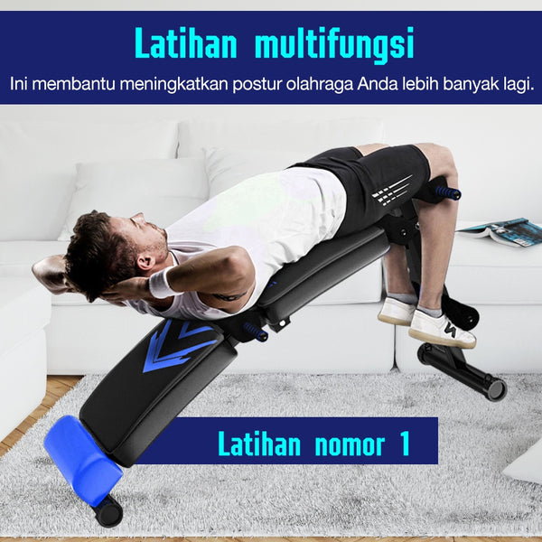 BG SPORT Sit Up Bench Alat Olahraga Fitness Exercises Multifungsi Blue