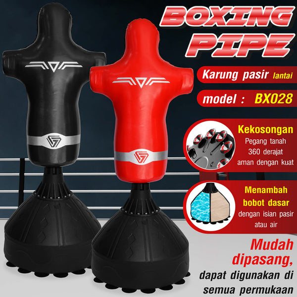 BG SPORT Samsak Tinju Berdiri Freestanding Punching Bag Boxing MMA Muay Thai Red Black BX028