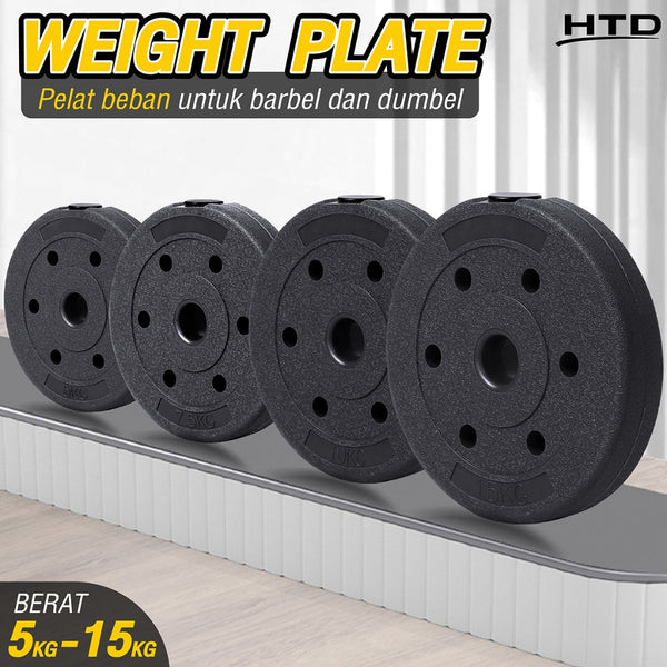 HTD SPORT PVC WEIGHT PLATE PIRINGAN PLAT LATIHAN BEBAN PLAT BARBEL DUMBBELL 5 7 10 15 kg