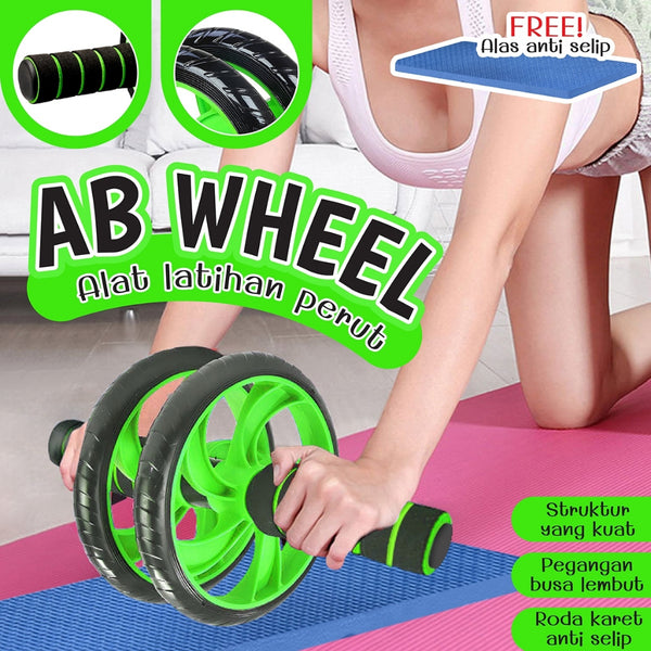 HTD Sport Ab Roller Double Wheels Alat Push Up Gym Alat Olahraga Latihan Otot Perut FREE MATRAS OLAHRAGA