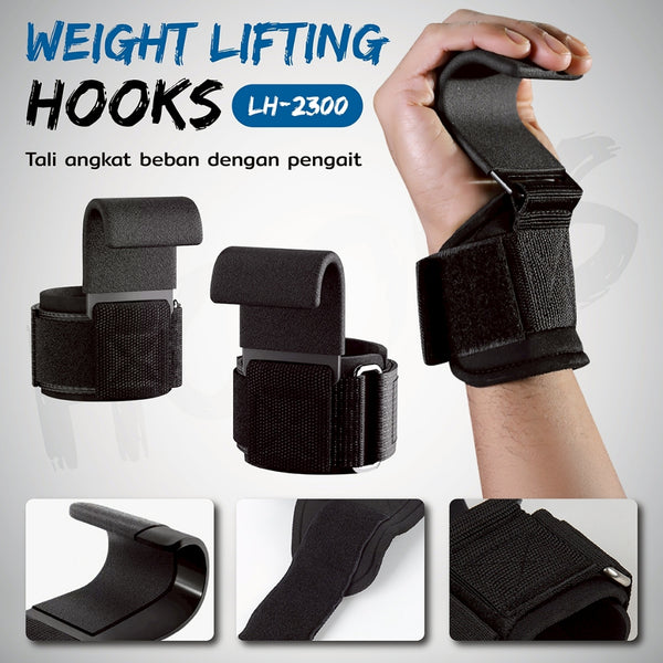 BG SPORT Strap Hook Gym Fitness Grip Angkat Beban Berat Deadlift Pull Up Alat Olahraga