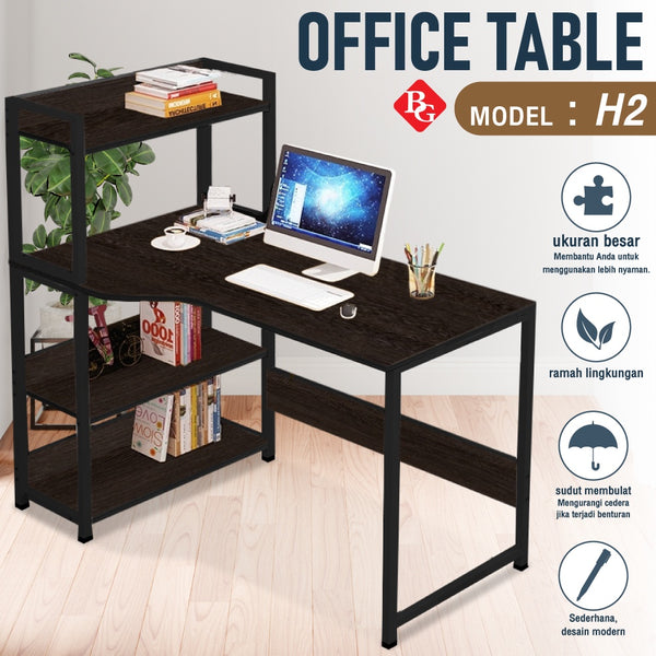 BG SPORT Meja Belajar Laptop Table Komputer Kerja Minimalis Serbaguna H2 Brown Black