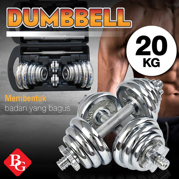 BG SPORT Dumbbell Set 20Kg Chrome Alat Olahraga Angkat Besi