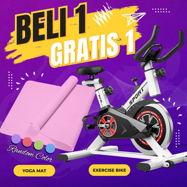 BG SPORT PROMO BUY 1 Sepeda Statis Spinning Bike FREE 1 Matras Yoga Peralatan Olahraga Workout