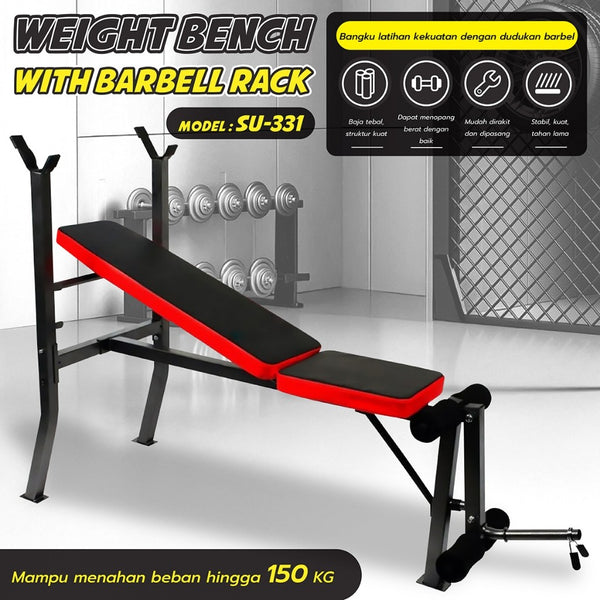 BG Sport Bangku Fitness Bench Press Lipat Multifungsi | Untuk Barbel, Sit-up, & Latihan Otot Paha