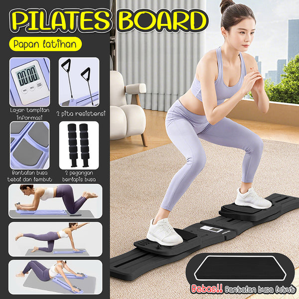 BG Sport Papan Pilates Board Latihan Otot Alat Olahraga Dirumah Free Timer Digital Matras Anti Slip