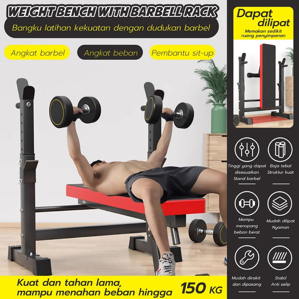 BG Sport  Bench Press Besa Adjustable Multi Gym Weight Bench Barbell Alat Olahraga Rumahan Fitness