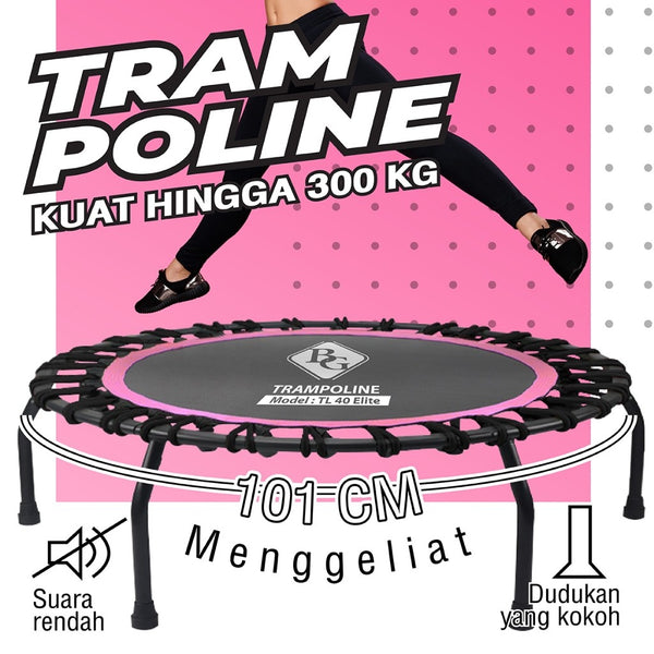BG SPORT Trampoline Lipat 40 Inch Anti Slip No Bising Rangka Baja Kuat Jaring PP Aman