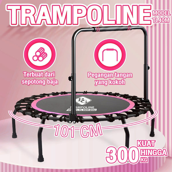 BG SPORT Trampoline Handle Lipat 40 Inch | Karet Anti Slip | Rangka Baja Kuat | Olahraga Lompat